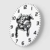 Pig Head Farm Animal Drawing in Black White Grote Klok (Hoek)