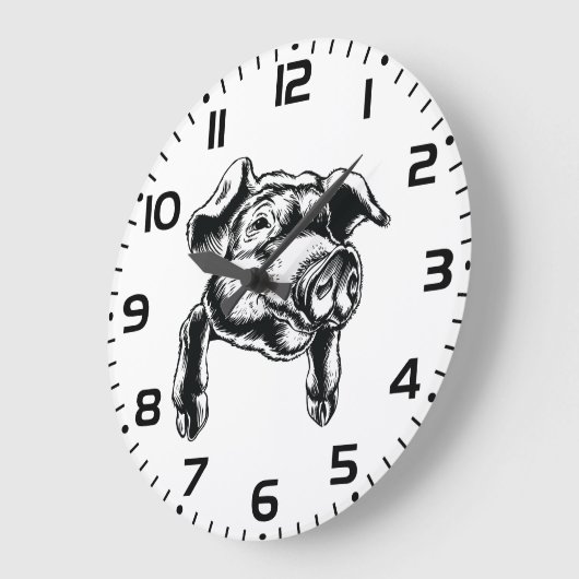 Pig Head Farm Animal Drawing in Black White Grote Klok (Hoek)