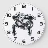 Pig Head Farm Animal Drawing in Black White Grote Klok (Voorkant)