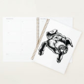 Pig Head Farm Animal Drawing in Black White Planner (Display)