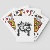 Pig Head Farm Animal Drawing in Black White Pokerkaarten (Achterkant)