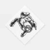 Pig Head Farm Animal Drawing in Black White Servet (Hoek)