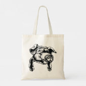 Pig Head Farm Animal Drawing in Black White Tote Bag (Achterkant)