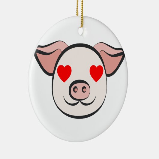 Pig Heart Emoji Keramisch Ornament (Rechts)