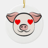 Pig Heart Emoji Keramisch Ornament (Voorkant)
