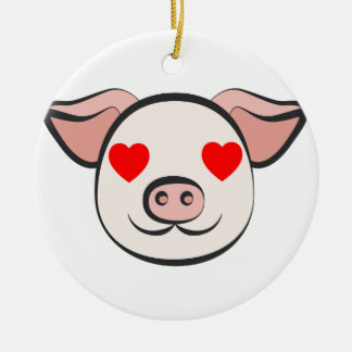 Pig Heart Emoji Keramisch Ornament