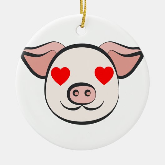 Pig Heart Emoji Keramisch Ornament (Voorkant)