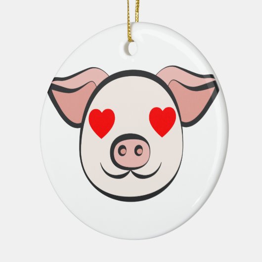 Pig Heart Emoji Keramisch Ornament (Links)