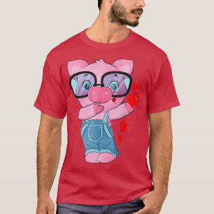 Pig Heart Valentines day cute Funny Dabbing Pig He T-shirt