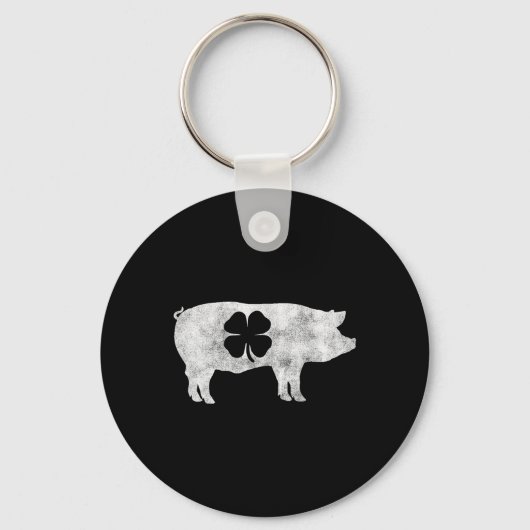 Pig Hog BBQ Meat Gift St. Patrick's Day Shamrock I Sleutelhanger (Voorkant)
