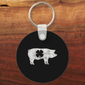 Pig Hog BBQ Meat Gift St. Patrick's Day Shamrock I Sleutelhanger (Voorkant)