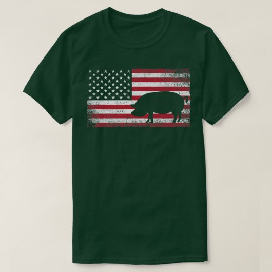 Pig Hog Boerderij Farmer 4 juli Shirt American Fla (Design voorkant)