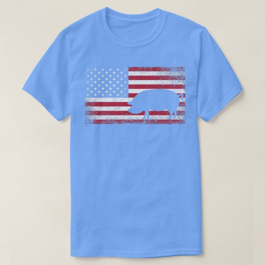 Pig Hog Boerderij Farmer 4 juli Shirt American Fla (Design voorkant)