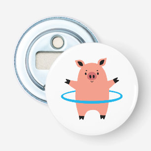 Pig Hula Hoop Button Flesopener
