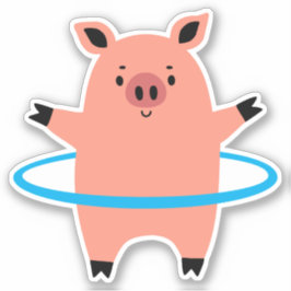 Pig Hula Hoop Sticker