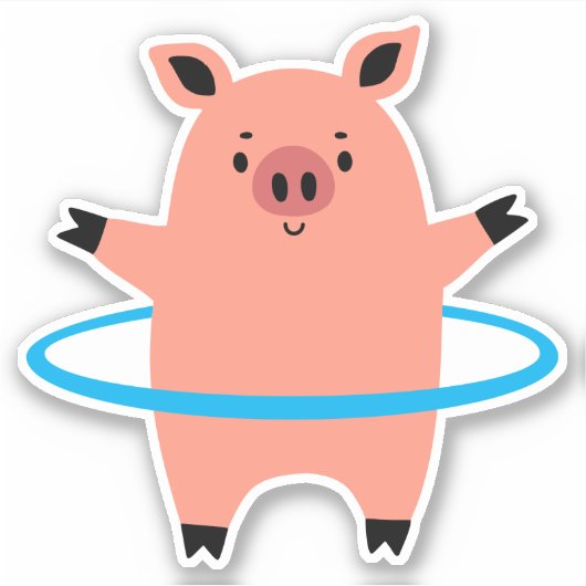 Pig Hula Hoop Sticker (Voorkant)