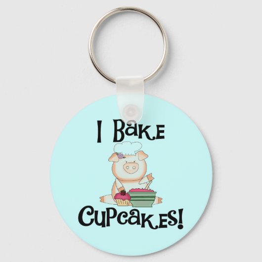 Pig I Bake Cupcakes Tshirts en Gifts Sleutelhanger (Voorkant)