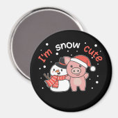 Pig... ik ben Snow Cute Snowman Snow Pun Magnet (Voorkant / Achterkant)