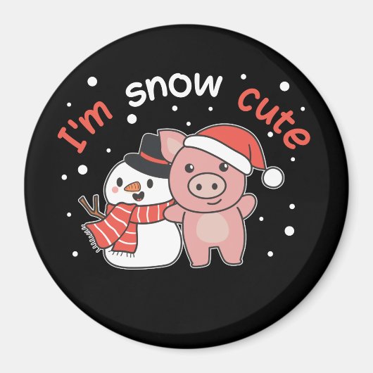 Pig... ik ben Snow Cute Snowman Snow Pun Magnet (Voorkant)