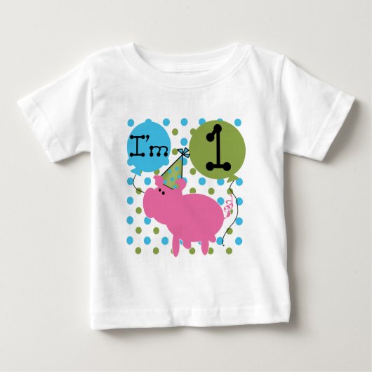 Pig I'm 1 Birthday Tshirts and Gifts (Voorkant)