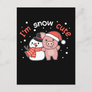 Pig I'm Snow Cute Snowman Snow Pun Feestdagenkaart