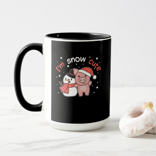 Pig I'm Snow Cute Snowman Snow Pun Mok (Met donut)