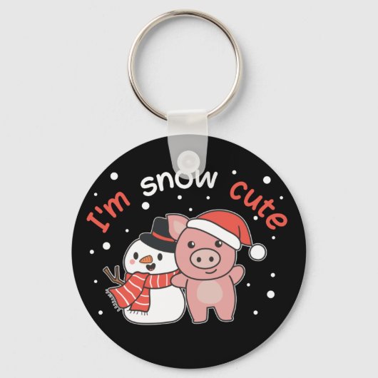 Pig I'm Snow Cute Snowman Snow Pun Sleutelhanger (Voorkant)