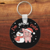 Pig I'm Snow Cute Snowman Snow Pun Sleutelhanger (Voorkant)