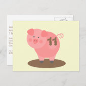 Pig In Mud Verjaardag Briefkaart Uitnodigen (Voorkant / Achterkant)