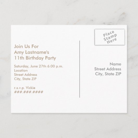 Pig In Mud Verjaardag Briefkaart Uitnodigen (Achterkant)