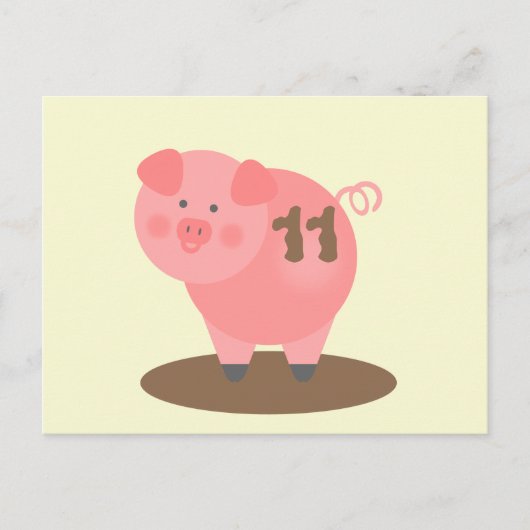 Pig In Mud Verjaardag Briefkaart Uitnodigen (Voorkant)