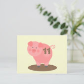 Pig In Mud Verjaardag Briefkaart Uitnodigen (Staand voorkant)