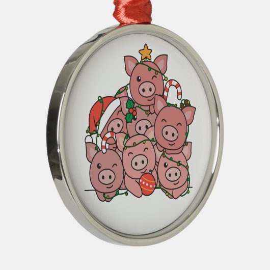 Pig kerstboom Funny Animal Kerstkeramiek Metalen Ornament (Rechts)