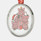 Pig kerstboom Funny Animal Kerstkeramiek Metalen Ornament (Links)