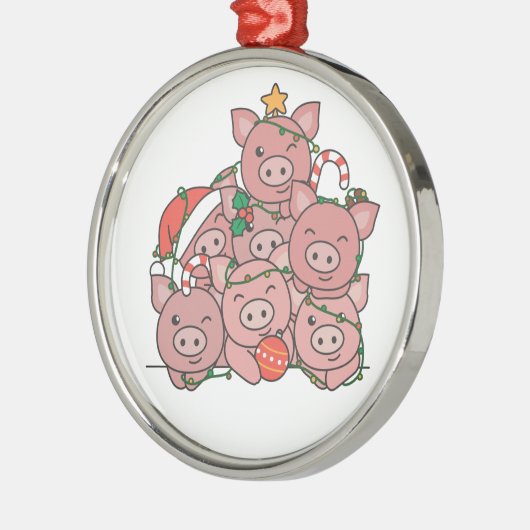 Pig kerstboom Funny Animal Kerstkeramiek Metalen Ornament (Links)