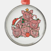 Pig kerstboom Funny Animal Kerstkeramiek Metalen Ornament (Voorkant)
