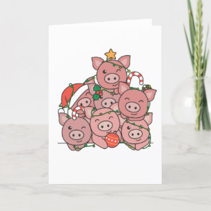 Pig kerstboom Funny Animal Kerstmis Feestdagen Kaart