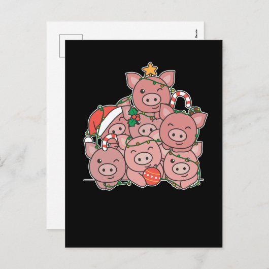 Pig kerstboom Funny Animal Kerstmis Feestdagenkaart (Voorkant / Achterkant)