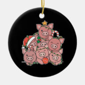 Pig kerstboom Funny Animal Kerstmis Keramisch Ornament (Voorkant)