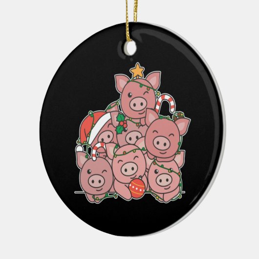 Pig kerstboom Funny Animal Kerstmis Keramisch Ornament (Links)