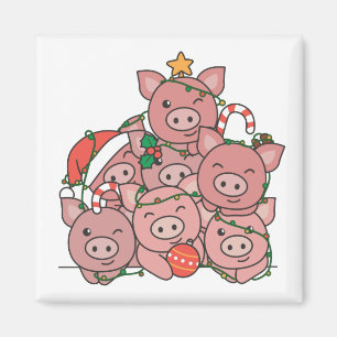 Pig kerstboom Funny Animal Kerstmis Magnet