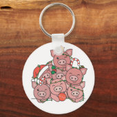 Pig kerstboom Funny Animal Kerstmis Sleutelhanger (Voorkant)