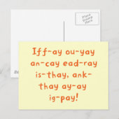 Pig Latin Briefkaart (Voorkant / Achterkant)