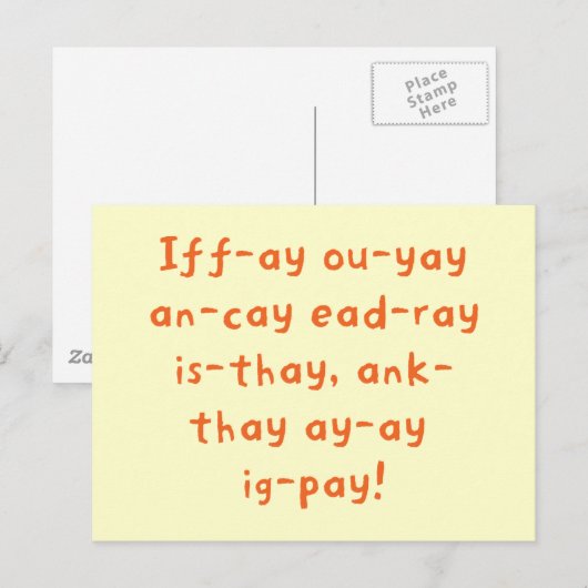 Pig Latin Briefkaart (Voorkant / Achterkant)