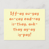 Pig Latin Briefkaart (Voorkant)