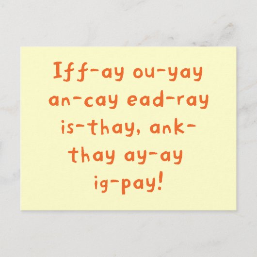Pig Latin Briefkaart (Voorkant)