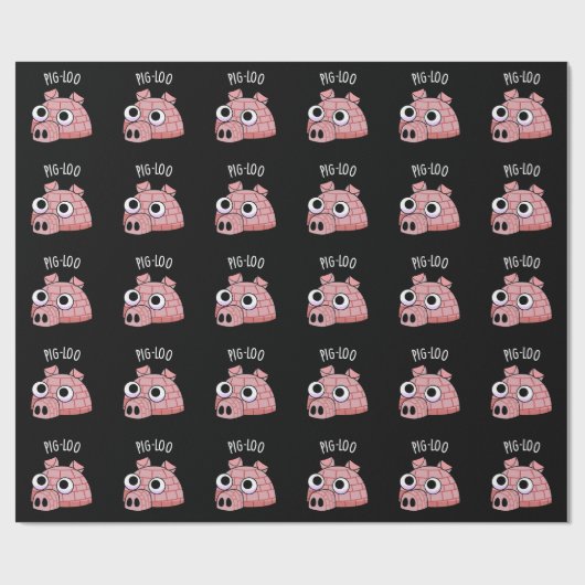 Pig-loo Funny Igloo Pun Dark BG Cadeaupapier (Vlak)