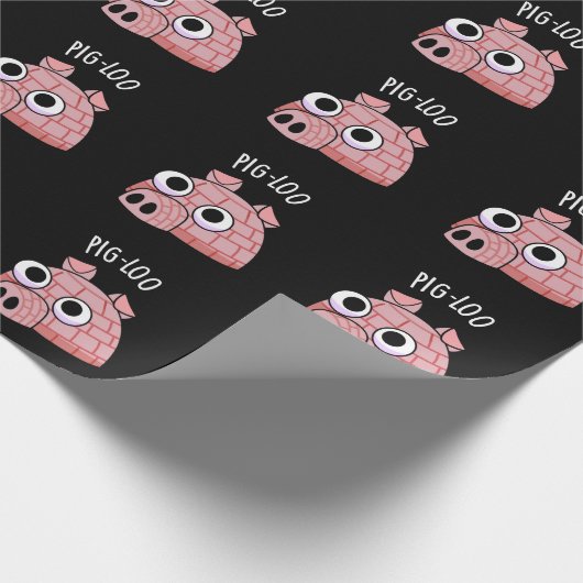 Pig-loo Funny Igloo Pun Dark BG Cadeaupapier (Hoek)