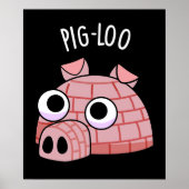 Pig-loo Funny Igloo Pun Dark BG Poster (Voorkant)