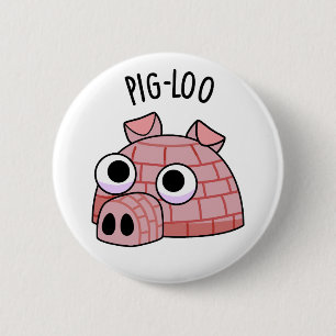 Pig-loo Funny Igloo Pun Ronde Button 5,7 Cm